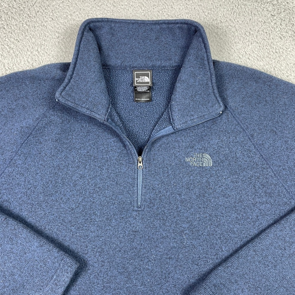 The North Face Gordon Lyons 1/4 Zip Fleece Mens XL Blue Sweater Knit Pullover - Picture 2 of 12